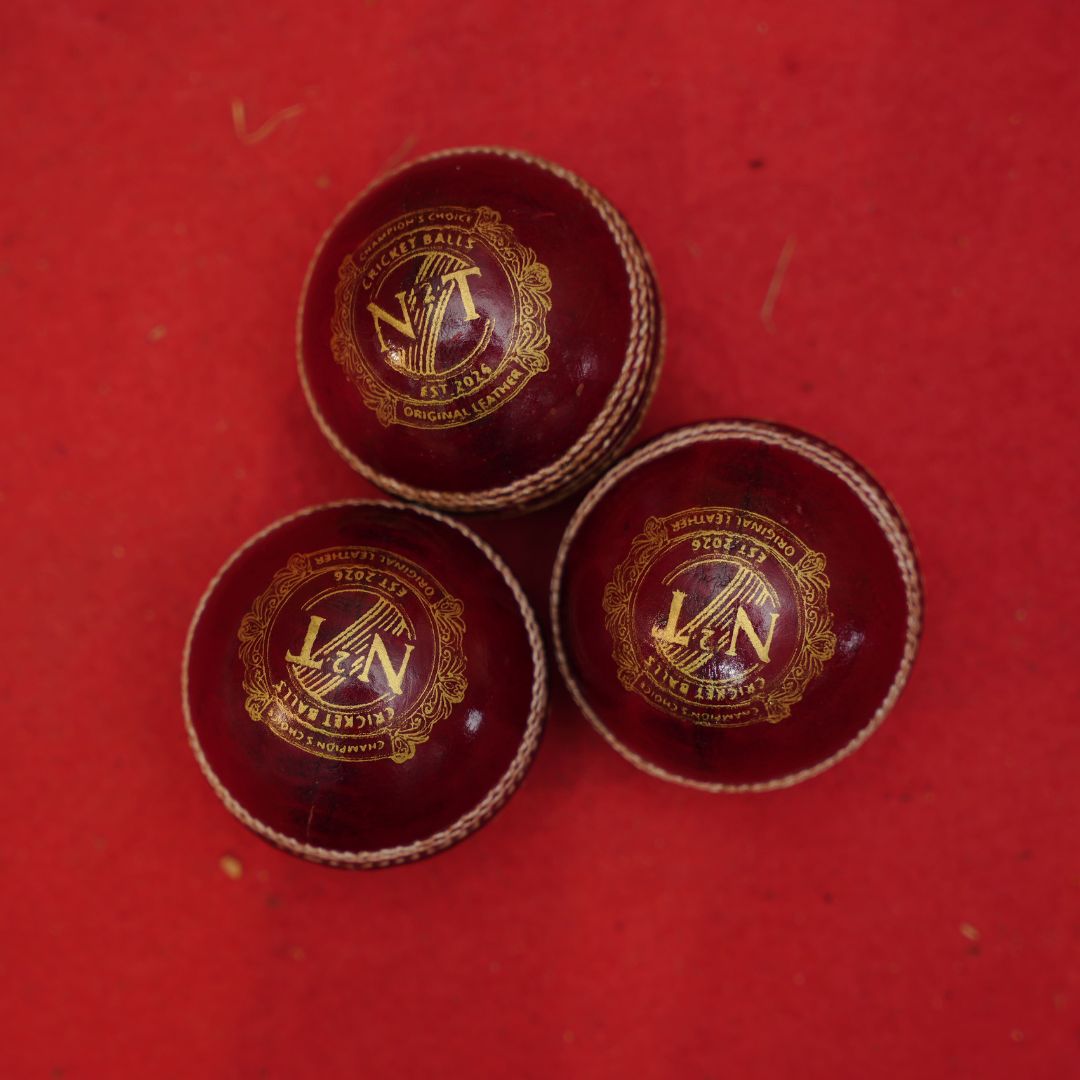 Red Machine-Stitched Cricket Ball