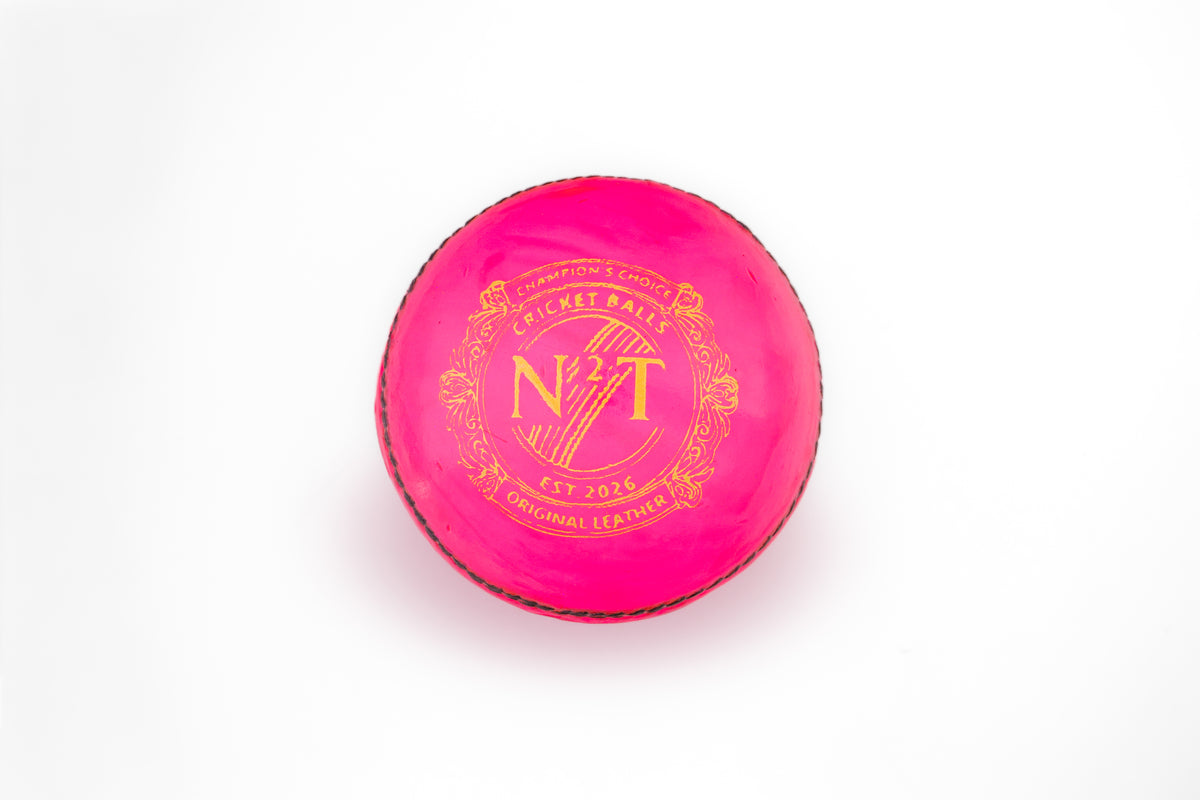 Pink Hand-Stitched Cricket Ball